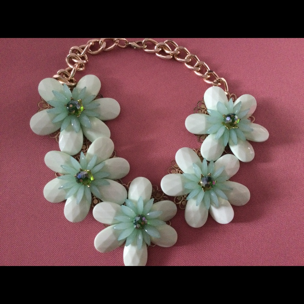 Green and gold statement necklace